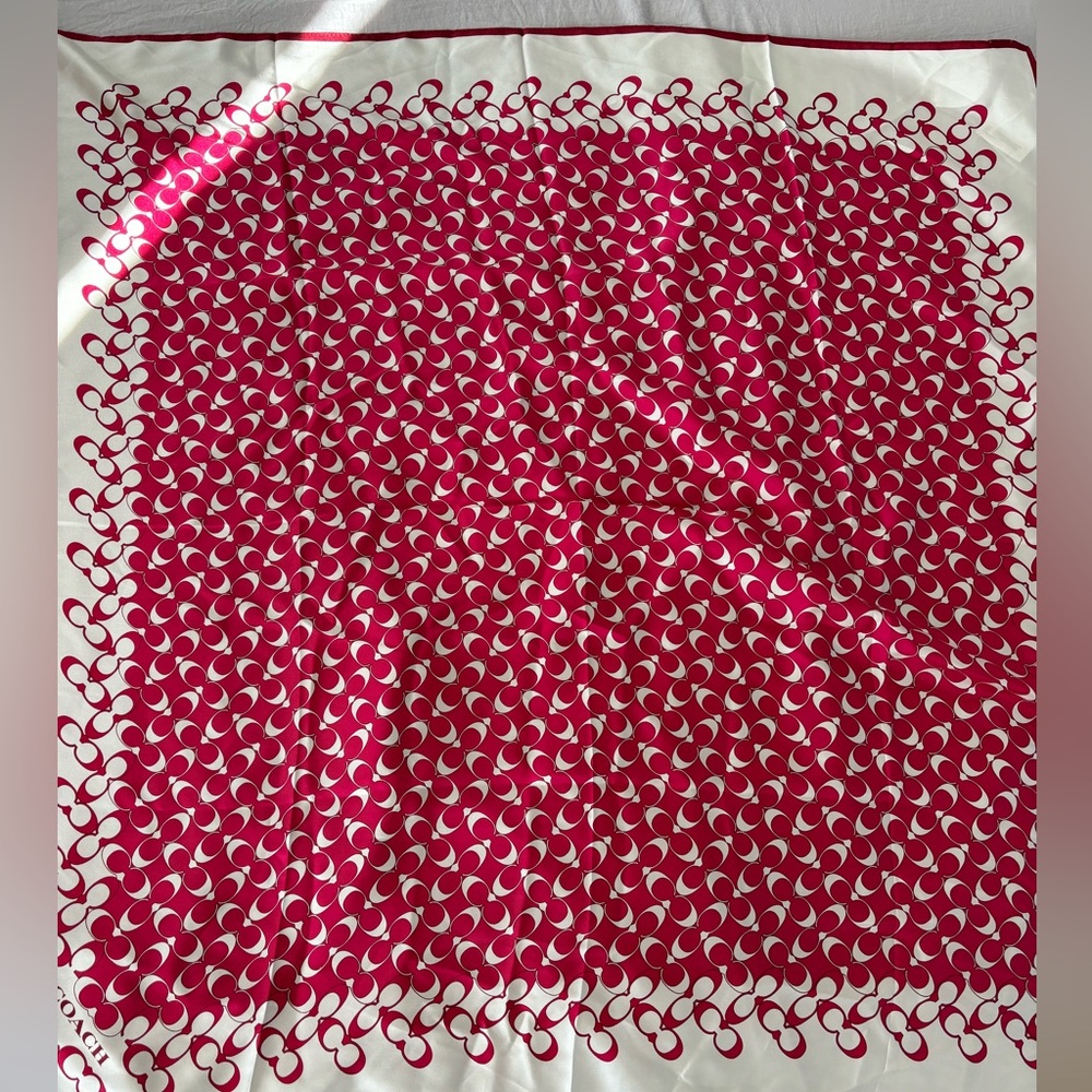 NWT 100% Silk Coach Scarf in Electric Pink